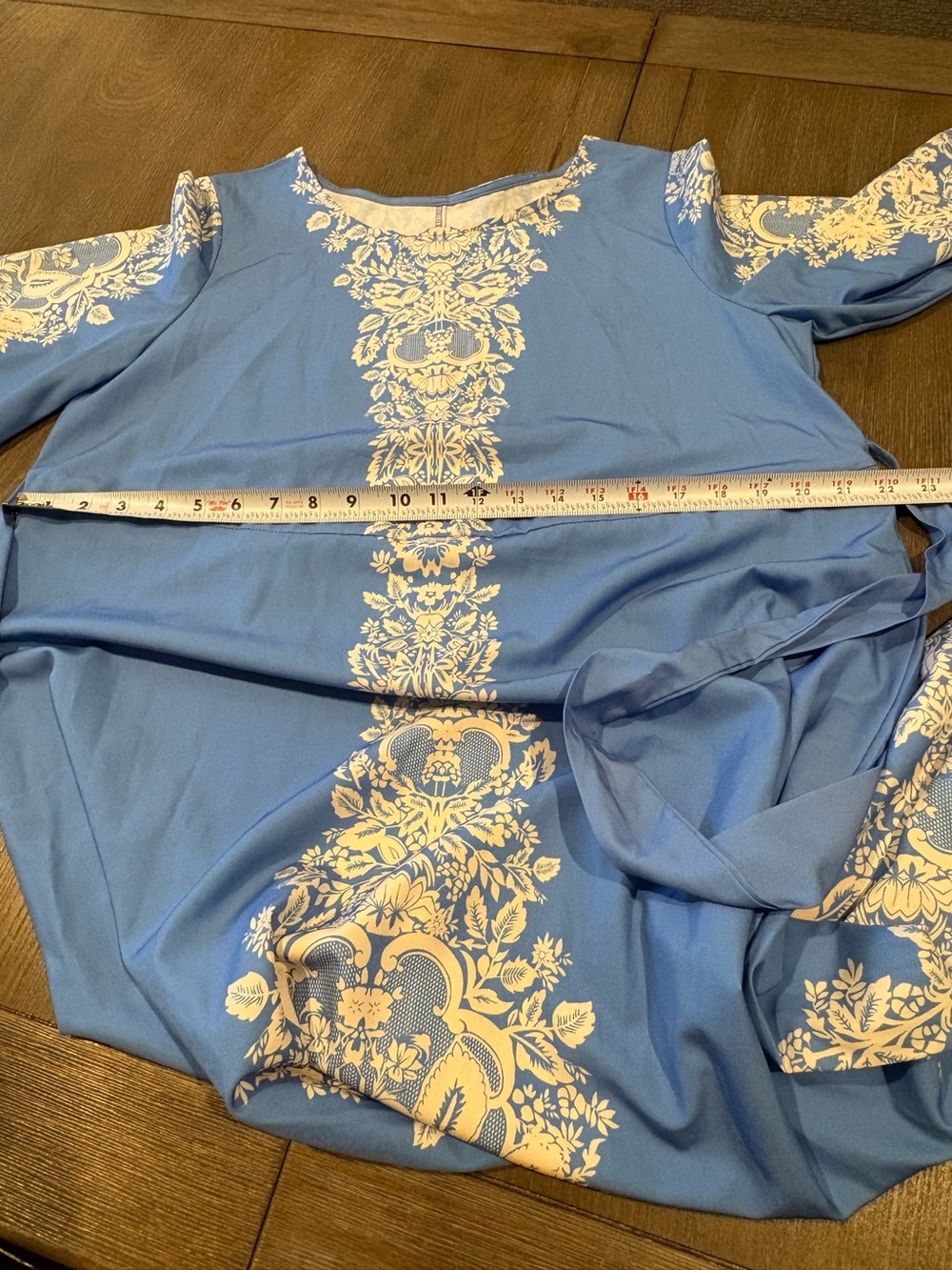 Blue Floral Midi/Maxi Dress with Tie Empire Waist - Picture 9 of 11
